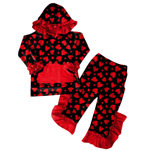 25.10.17 custom each style moq 5 eta 6-8week Sibling Sisters baby girl hooded long sleeve pants sets 6 match family design