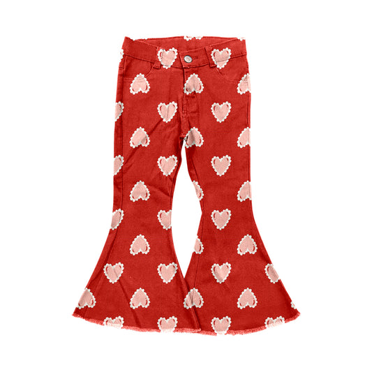 9.14 custom each style moq 5eta 4-6week baby girls clothes love red bell bottom pant jeans pant