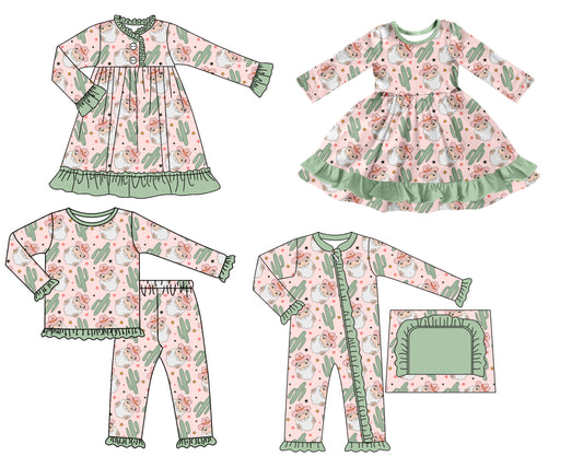 25.7.17 custom each style moq 5 eta 4-6week Sibling Sisters Christmas baby girl long sleeve pants sets and romper and dress 1 and dress 2 match family design