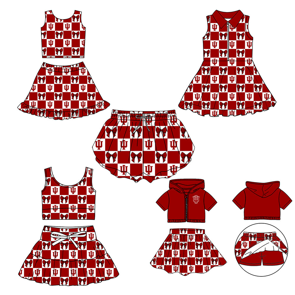 Custom moq 3 or 5 mix size milk silk summer teams baby girl clothes red sleeveless skirts sets 3 and dresss and shorts-26.1.21