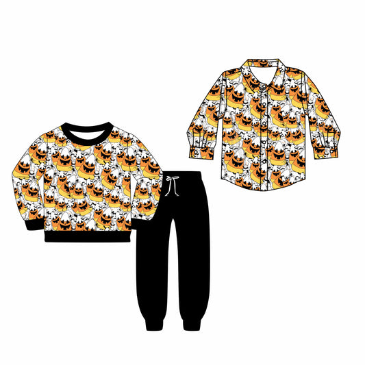 25.8.5 custom each style moq 5eta 4-6week Sibling Sisters halloween baby boy long sleeve pants sets and top match family design