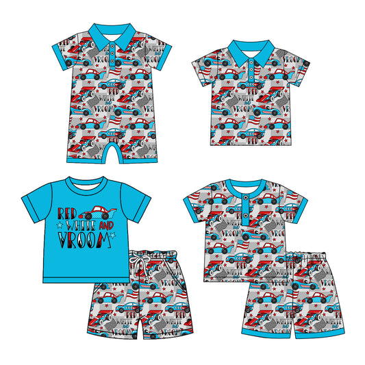 4.12 custom each style moq 5eta 4-6week Sibling Sister baby boy sets 1 and sets 2 and boy rompers and top match family design