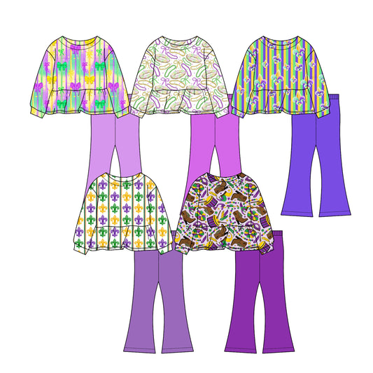 25.10.16 custom each style moq 5 eta 6-8week Sibling Sisters baby girl long sleeve pants sets 5 match family design