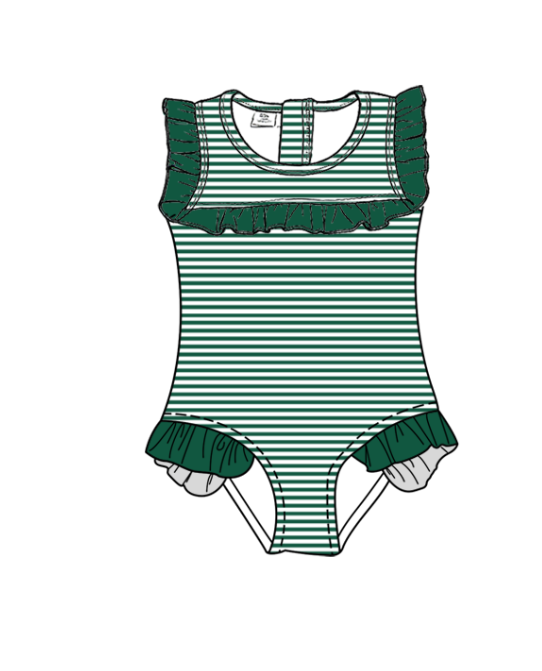 Custom moq 5 mix size milk silk summer teams baby girl boys clothes Green Two-Piece Swimsuit Set One Piece Swimsuits boy swim trunks