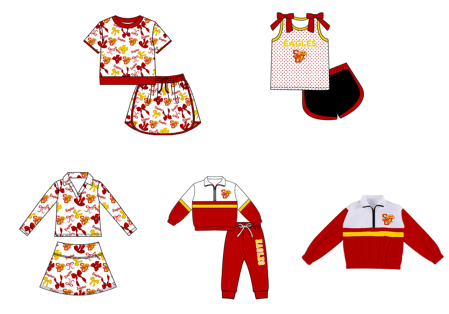 Custom moq 5 mix size milk silk summer teams Girls Red Polka Dot Top Shorts Set Top Skirt Short Set Zipper Pullover Pants Set
