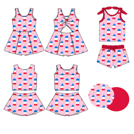 25.12.30 custom each style moq 5 eta 6-8week Sibling Sisters baby girl clothes short sleeve shorts sets and skirts set 2 and dress match family design