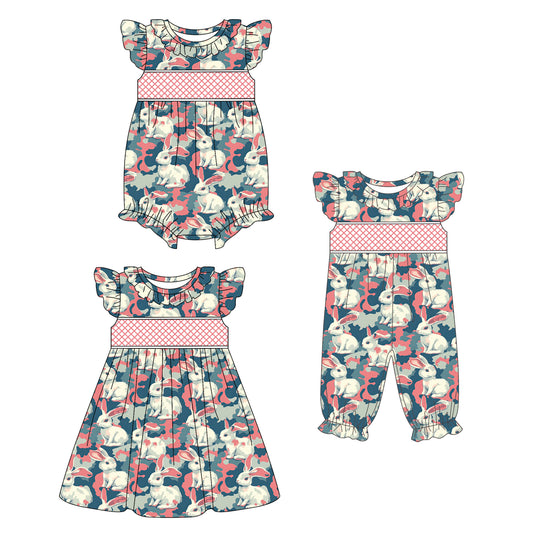 25.10.15 custom each style moq 5 eta 6-8week Sibling Sister bunny baby short sleeve romper 2 and dress match design