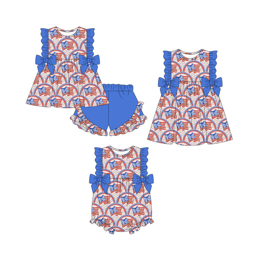 25.12.20 custom each style moq 5 eta 6-8week Sibling Sister bow baby short sleeve shorts sets and romper and dress match design