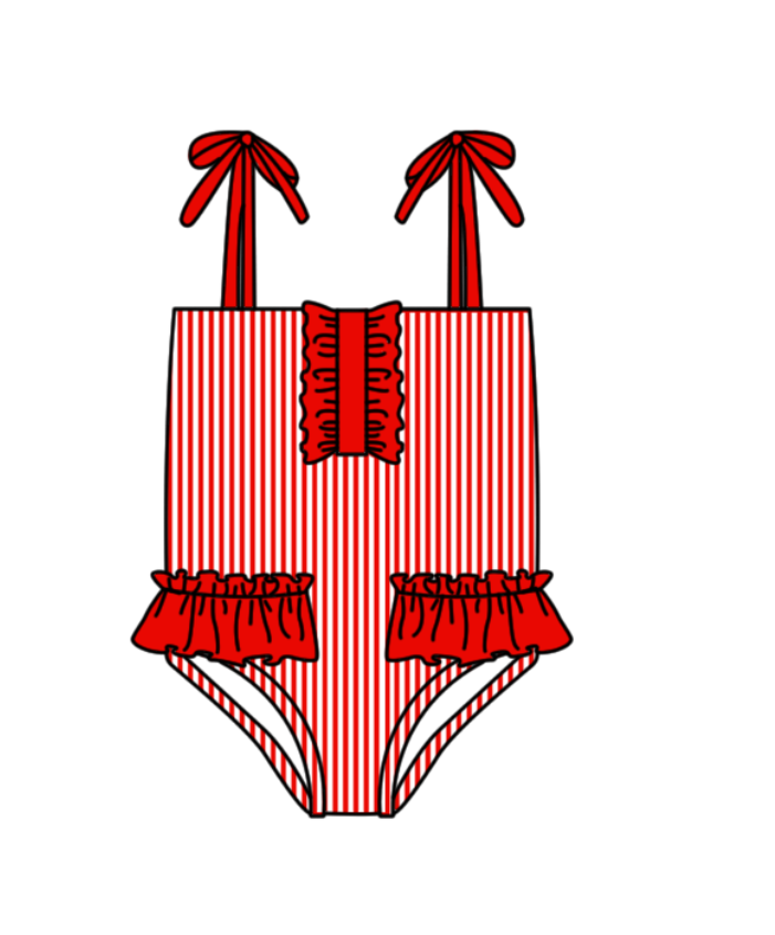 Custom moq 5 mix size milk silk summer teams baby girl boys clothes Red Two-Piece Swimsuit Set One Piece Swimsuits boy swim trunks