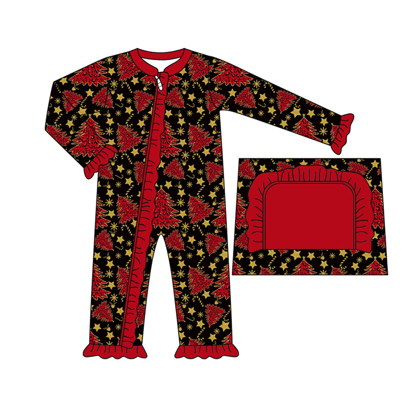 7.4 custom each style moq 5eta 4-6week Sibling Sister Christmas trees baby girls sets and dress and rompers match family design