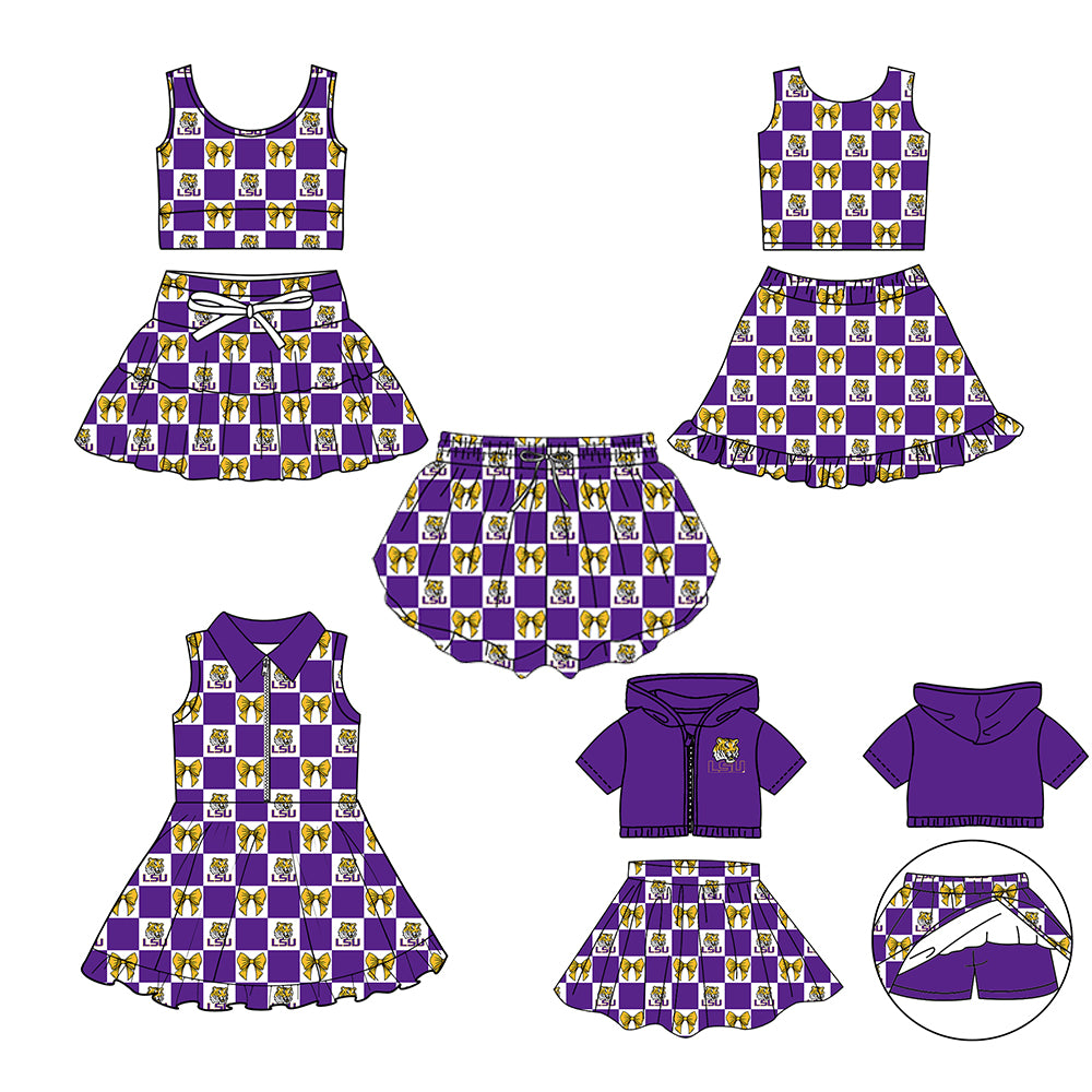 Custom moq 3 or 5 mix size milk silk summer teams baby girl clothes purple sleeveless skirts sets 3 and dresss and shorts-26.1.19