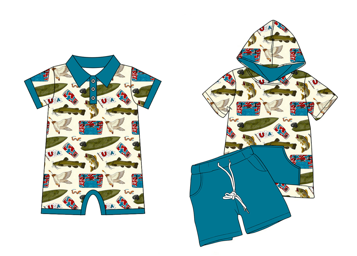3.30 Custom moq 5 mix size Sibling Baby Boys Romper Short-Sleeved Hoodie Top And Shorts Set Summer Outfit