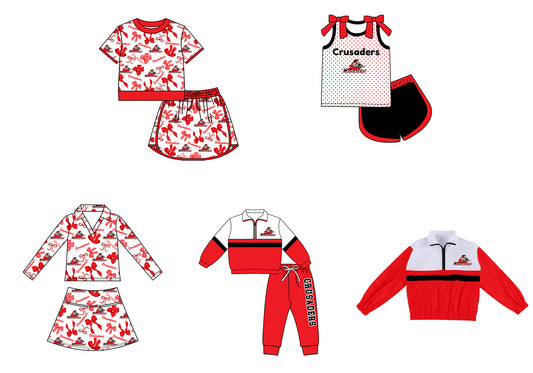 Custom moq 5 mix size milk silk summer teams Girls Polka Dot Top Shorts Set Top Skirt Short Set Zipper Pullover Jogger Pants Set Pullover Tops
