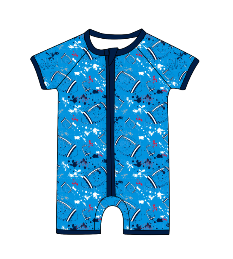 Custom moq 5 mix size milk silk summer teams Baby Football Short Sleeve Zipper  Romper