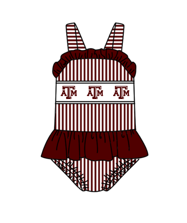 Custom moq 5 mix size milk silk summer teams Baby Girl Dark Red Two-Piece Swimsuit Set One Piece Swimsuits Boys Swim Trunks