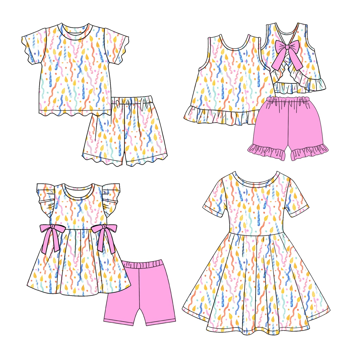 3.13 Custom moq 5 mix size Sibling Baby Girls  Short-Sleeved Top And Shorts Set Dress Summer Outfit