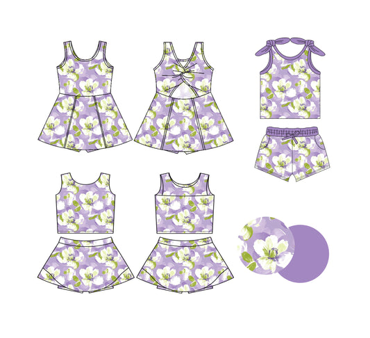 25.6.12 custom each style moq 5eta 4-6week Sibling Sister floral baby girl short sleeve shorts sets and skirts sets and dress match design