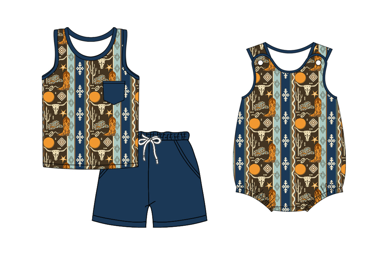 2.24 custom each style moq 5eta 4-6week Sibling Sister cow head boot baby girl short sleeve shorts sets and romper match design