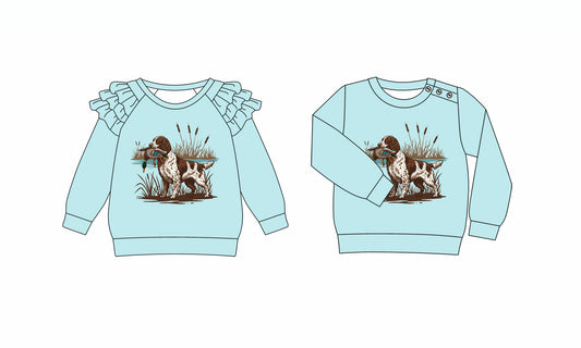 25.6.18 custom each style moq 5eta 4-6week Sibling Sister puppy duck baby boy long sleeve top 1 and top 2 match family design