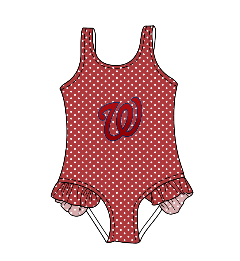 Custom moq 5 mix size milk silk summer teams Red Baby Girl Sleeveless Polka Dot Lace Onesie Swimsuit Cute Summer Beachwear for Little Girls