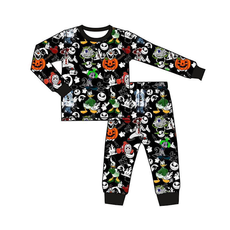 7.19 custom each style moq 5eta 4-6week Sibling Sister smiley pumpkin and black baby boys sets and rompers match family design