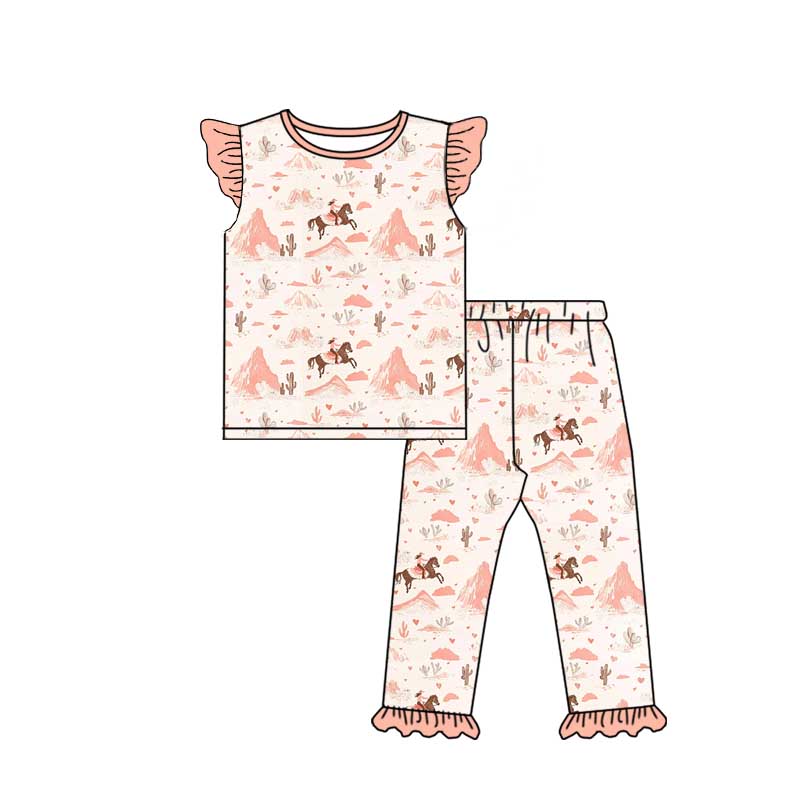 11.2 custom each style moq 5eta 4-6week Sibling Sister riding horse baby girls short sleeve pants sets 1 and boy short sleeve pants sets 2 match design