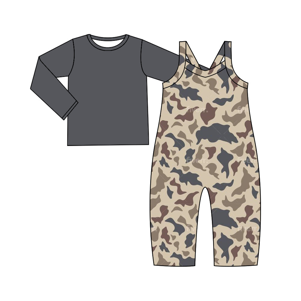 9.12 custom each style moq 5eta 4-6week baby boy clothes camouflage long sleeve suspender pants sets