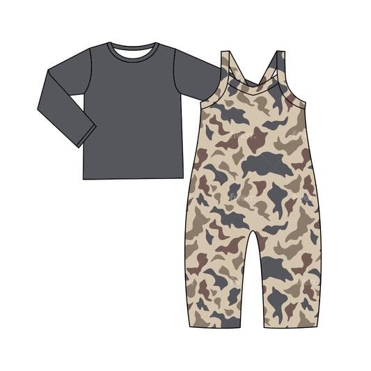 9.12 custom each style moq 5eta 4-6week baby boy clothes camouflage long sleeve suspender pants sets