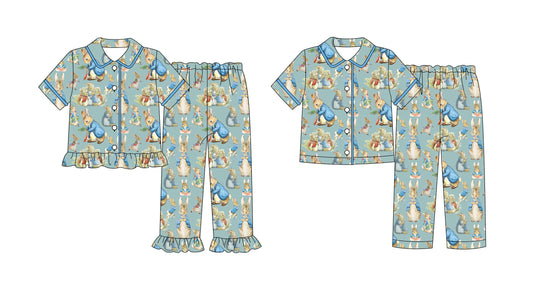 25.9.26 custom each style moq 8 eta 6-8week Sibling Sisters easter baby girl long sleeve pants sets 2 match family design