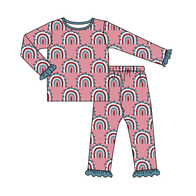7.9 custom each style moq 5eta 4-6week Sibling Sister rainbow baby girls sets and dress and rompers match family design