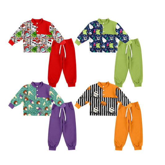 25.7.11 custom each style moq 5eta 4-6week Sibling Sisters baby boy long sleeve pants sets 1 and sets 4 match family design