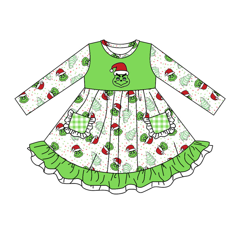 8.30 custom each style moq 5eta 4-6week Sibling Sister Christmas green baby girl sets and dress and rompers match family design