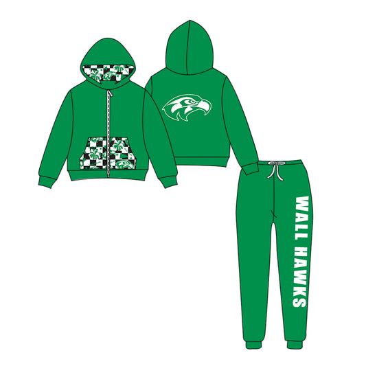 Custom moq 5 mix size eta 6-8weeks milk silk summer teams green baby girl clothes hooded long sleeve pants sets-25.9.11