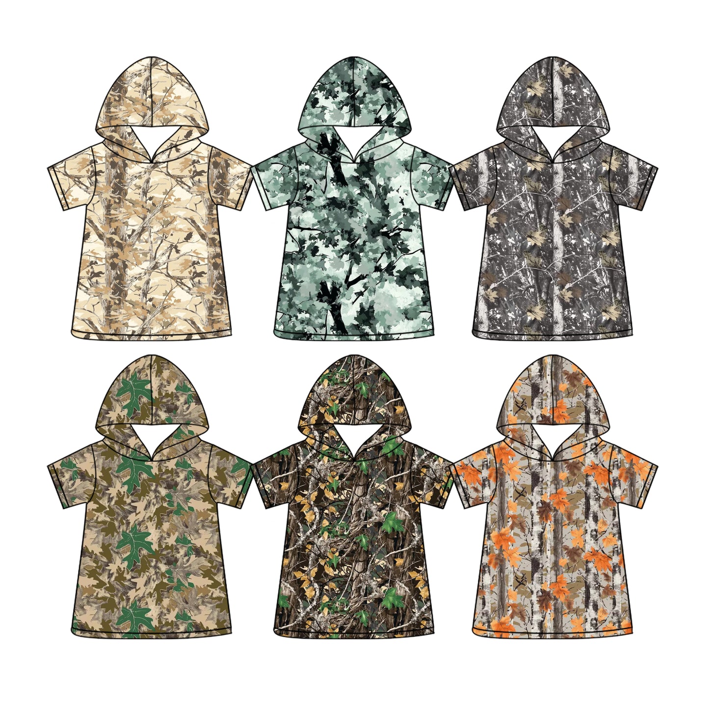 Custom moq 5 mix size Sibling Baby Boy's Short-Sleeved Hooded Top Leaf Patterned Comfortable Soft Fabric Infant Clothing