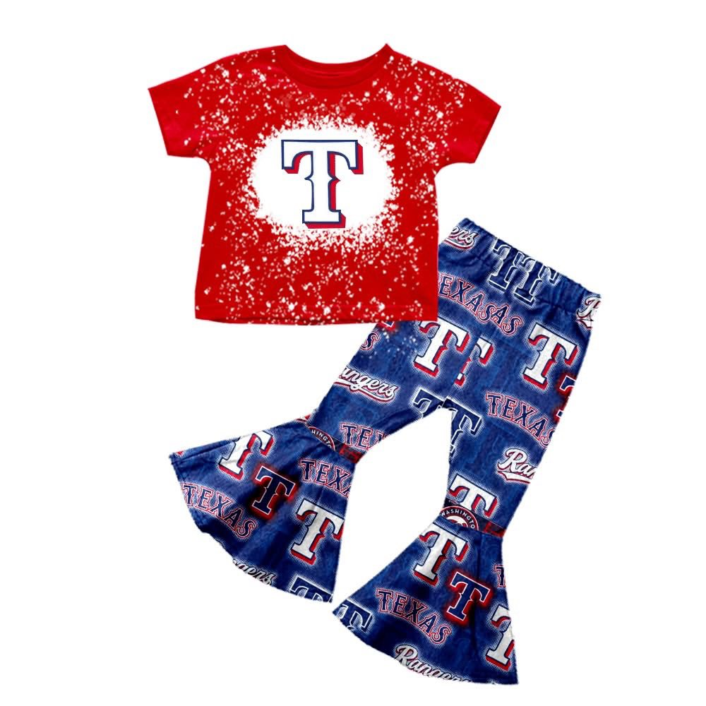 Custom moq 5 mix size milk silk eta 6-8weeks summer team blue red baby girls clothes team short sleeve pants sets-25.7.15