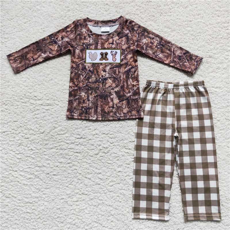 RTS NO MOQ（In Stock) BLP0266 Baby Boys embroidery Top Pants Outfits Sets