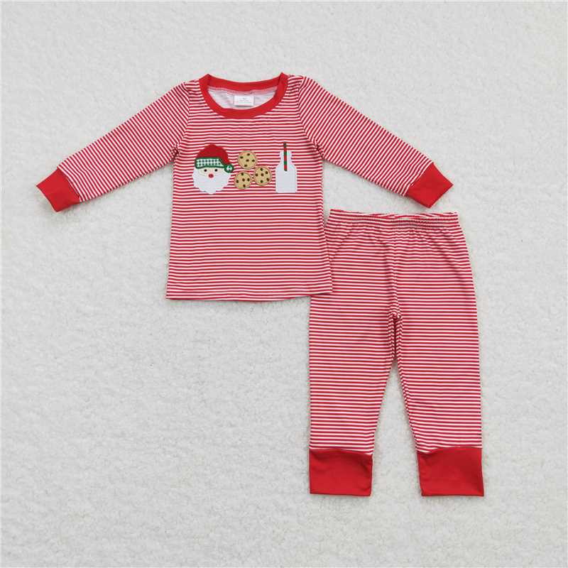 RTS NO MOQ（In Stock ) BLP0390 Embroidered Christmas long sleeve pants set