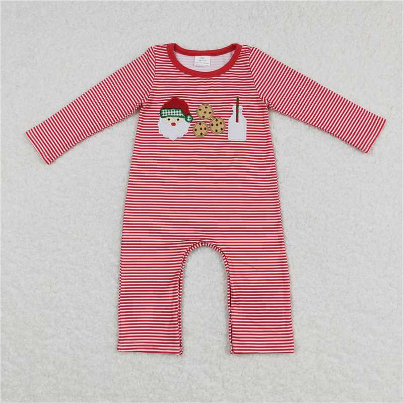 RTS NO MOQ（In Stock ) LR0707 Embroidered Christmas long-sleeved jumpsuit