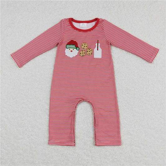 RTS NO MOQ（In Stock ) LR0707 Embroidered Christmas long-sleeved jumpsuit