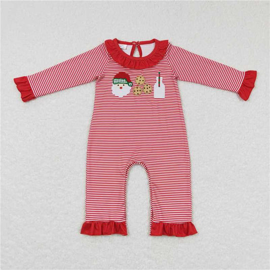 RTS NO MOQ（In Stock) LR0708 Embroidered Christmas long-sleeved jumpsuit