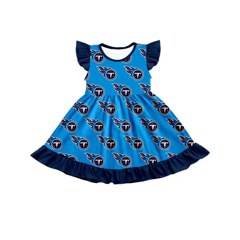 custom moq 5 eta 6-7weeks Blue Team Sleeveless Fly Sleeve Dress