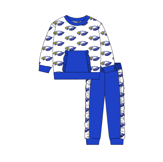 Custom moq 5 mix size milk silk summer teams baby boy clothes blue long sleeve pants sets-25.10.20