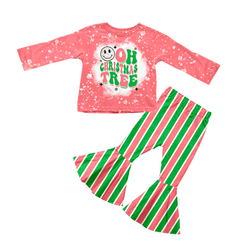 7.22 custom each style moq 5eta 4-6week Sibling Sister Christmas trees pink baby girls sets and rompers match family design