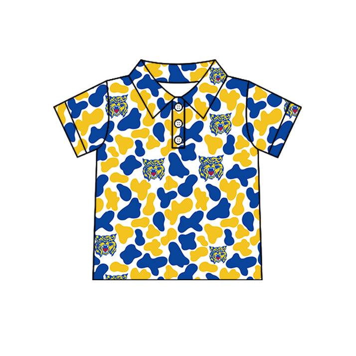 Custom moq 5 mix size summer teams Baby Boys Camo Button Short Sleeve Polo Shirt