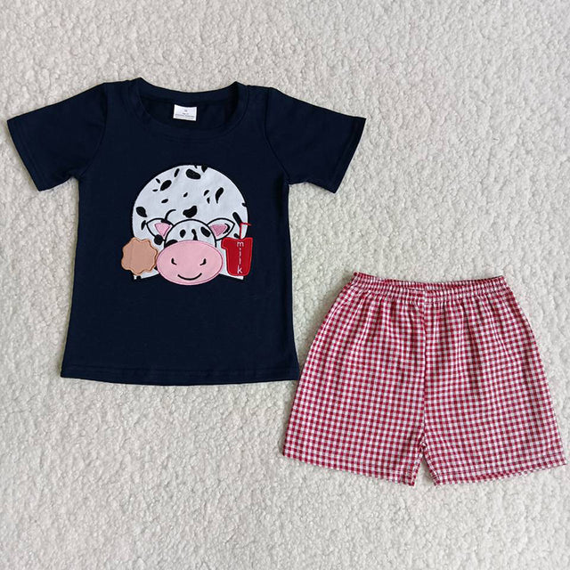 C16-8 Baby boys Cow milk lattice outfits