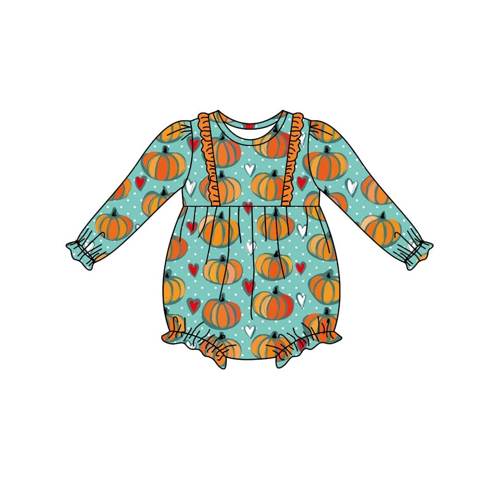 5.31 custom each style moq 5eta 4-6week Sibling Sister pumpkin orange baby girls outfits and dress and baby romper match family design