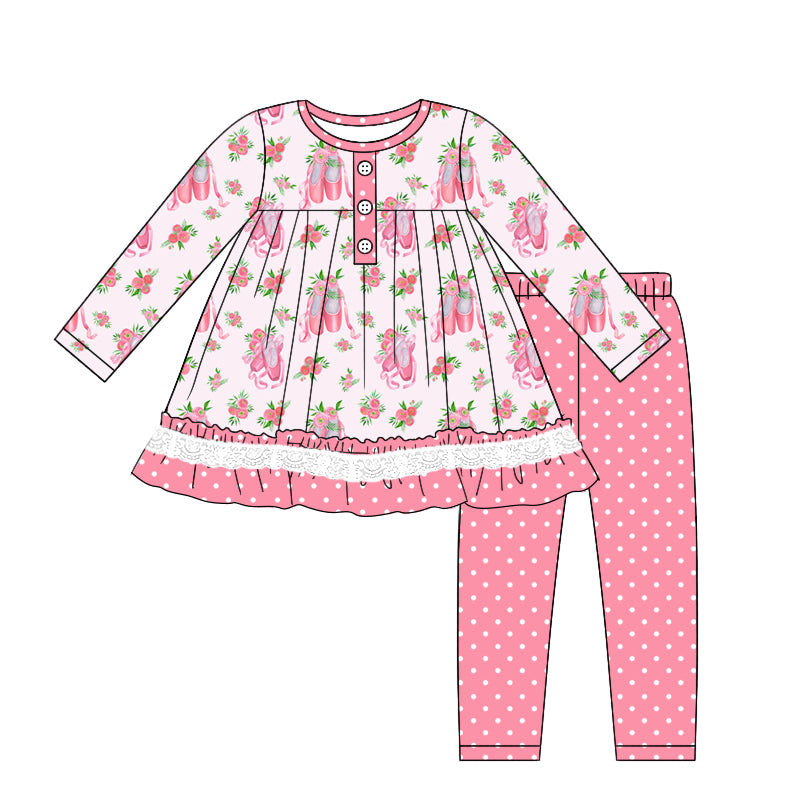 7.26 custom each style moq 5eta 4-6week Sibling Sister ballet shoes pink baby girls sets and dress and rompers match family design