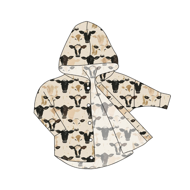 9.7 custom each style moq 5 eta 4-6week baby boys clothes cow head button hooded long sleeve top