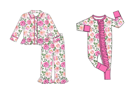 25.9.8 custom each style moq 5eta 4-6week Sibling Sisters floral baby girl clothes long sleeve pants sets and romper match family design