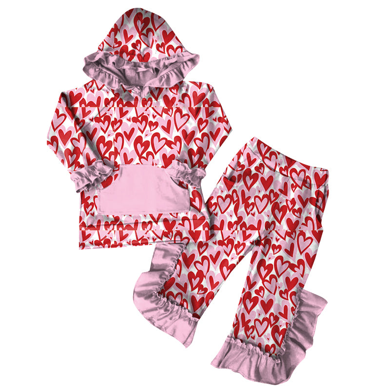 25.10.17 custom each style moq 5 eta 6-8week Sibling Sisters baby girl hooded long sleeve pants sets 6 match family design